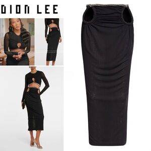 Dion Lee Cutout Jersey Black Midi Skirt US 6 NWT 1070$